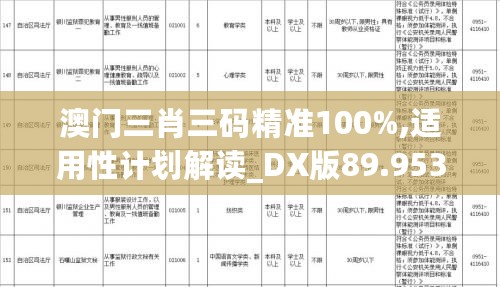 澳门三肖三码精准100%,适用性计划解读_DX版89.953