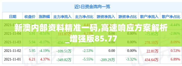 新澳内部资料精准一码,高速响应方案解析_增强版85.77