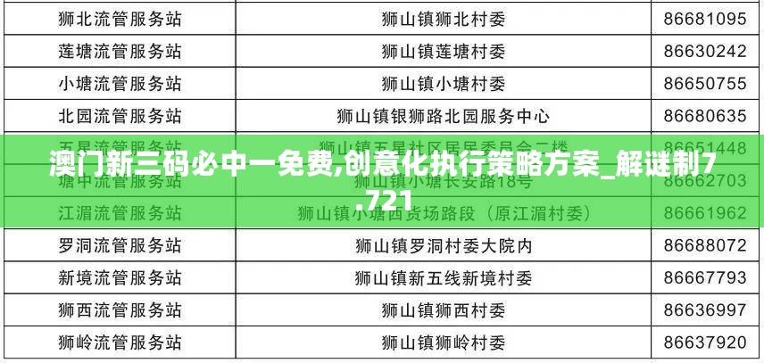 澳门新三码必中一免费,创意化执行策略方案_解谜制7.721