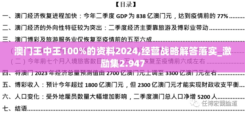 澳门王中王100%的资料2024,经营战略解答落实_激励集2.947