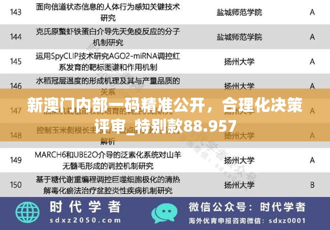 新澳门内部一码精准公开，合理化决策评审_特别款88.957