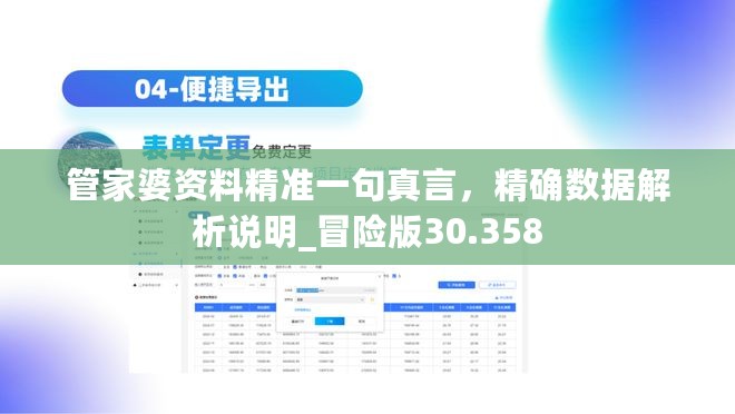 管家婆资料精准一句真言，精确数据解析说明_冒险版30.358