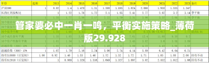 管家婆必中一肖一鸣，平衡实施策略_薄荷版29.928