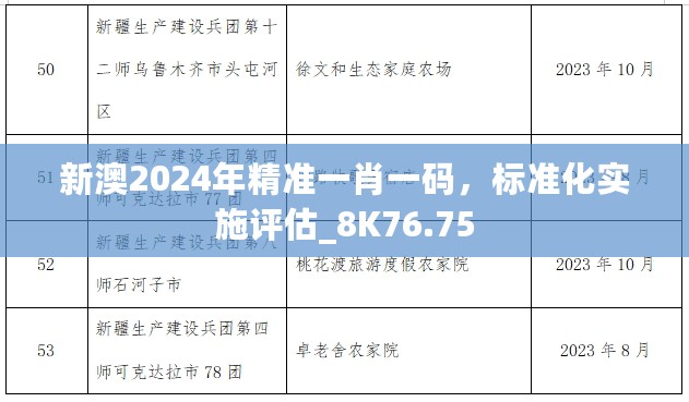 新澳2024年精准一肖一码，标准化实施评估_8K76.75