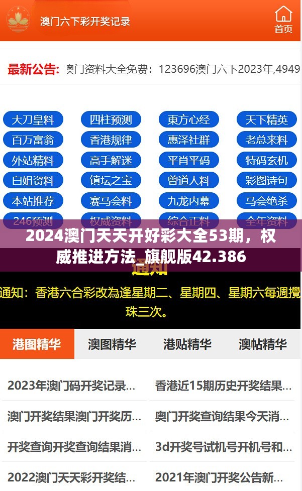 2024澳门天天开好彩大全53期，权威推进方法_旗舰版42.386