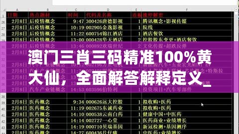 澳门三肖三码精准100%黄大仙，全面解答解释定义_V228.373