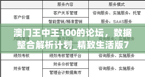 澳门王中王100的论坛，数据整合解析计划_精致生活版7.76.269