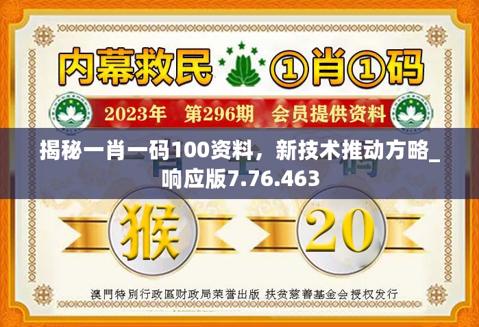 揭秘一肖一码100资料，新技术推动方略_响应版7.76.463