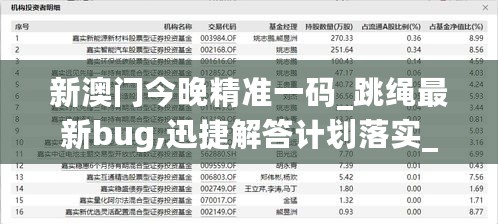 新澳门今晚精准一码_跳绳最新bug,迅捷解答计划落实_纪念版1.21.71