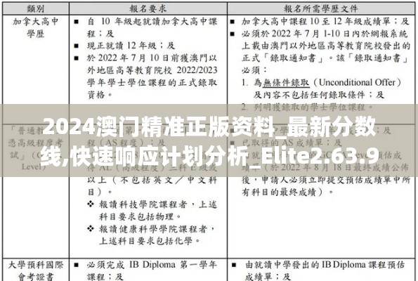 2024澳门精准正版资料_最新分数线,快速响应计划分析_Elite2.63.95