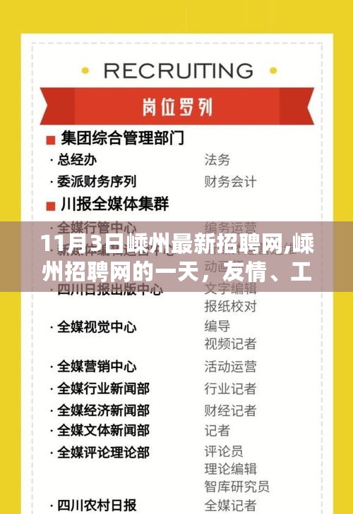 嵊州招聘网日常，友情、工作与生活交织的温馨一天（11月3日嵊州最新招聘信息）