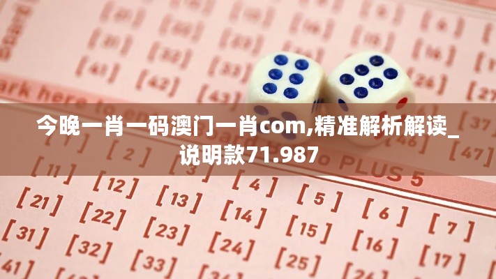 今晚一肖一码澳门一肖com,精准解析解读_说明款71.987