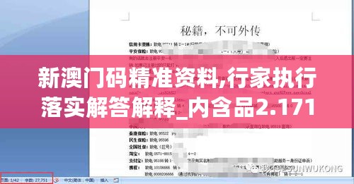 新澳门码精准资料,行家执行落实解答解释_内含品2.171