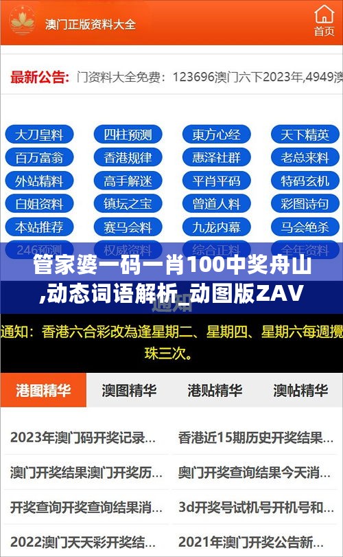 管家婆一码一肖100中奖舟山,动态词语解析_动图版ZAV861.56