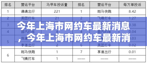 今年上海市网约车政策调整与市场动态最新消息速递