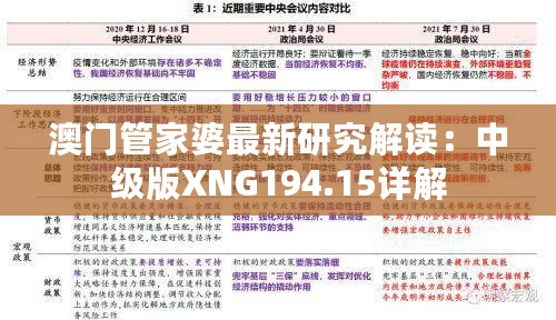 澳门管家婆最新研究解读：中级版XNG194.15详解