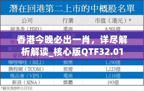 香港今晚必出一肖，详尽解析解读_核心版QTF32.01