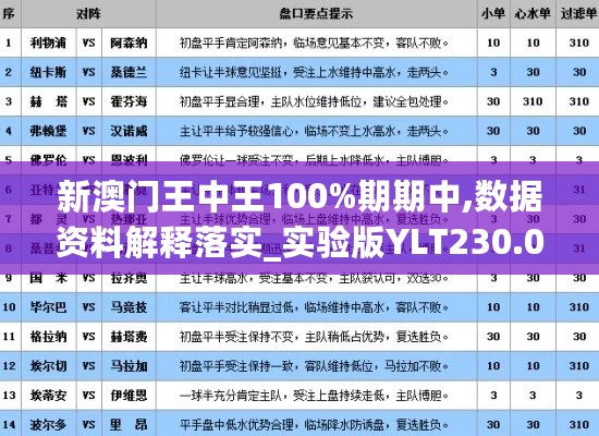 新澳门王中王100%期期中,数据资料解释落实_实验版YLT230.08