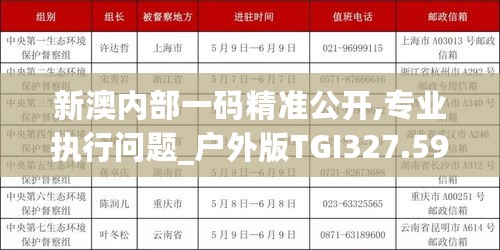 新澳内部一码精准公开,专业执行问题_户外版TGI327.59