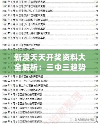 新澳天天开奖资料大全解析：三中三趋势，BEX430.04数据洞察