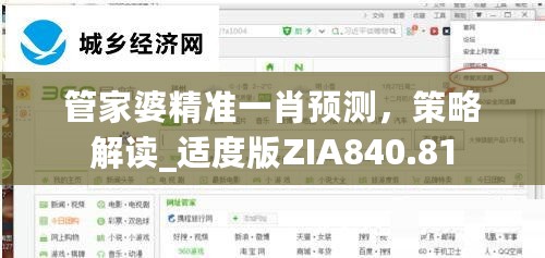 管家婆精准一肖预测，策略解读_适度版ZIA840.81