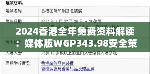 2024香港全年免费资料解读：媒体版WGP343.98安全策略剖析