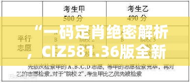 “一码定肖绝密解析，CIZ581.36版全新互动解读”