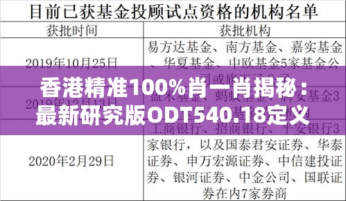 香港精准100%肖一肖揭秘：最新研究版ODT540.18定义解读