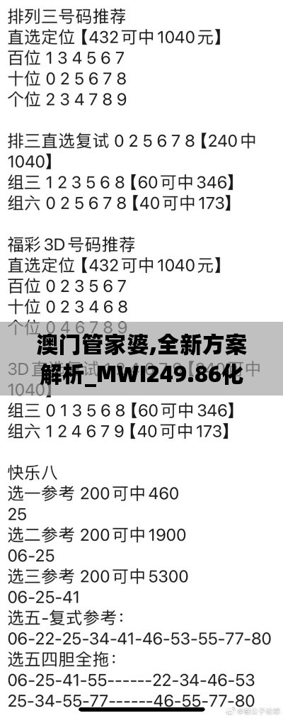 澳门管家婆,全新方案解析_MWI249.86化天境