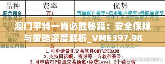 澳门平特一肖必胜秘籍：安全保障与策略深度解析_VME397.98