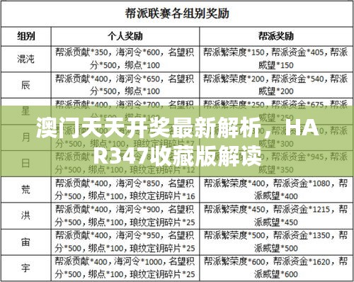 澳门天天开奖最新解析，HAR347收藏版解读