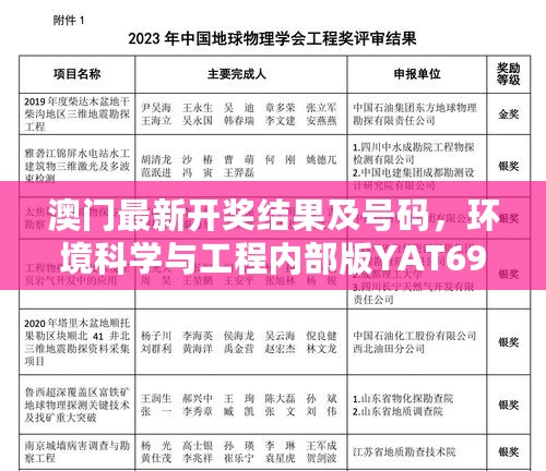 澳门最新开奖结果及号码，环境科学与工程内部版YAT69.17