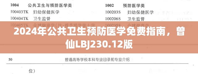 2024年公共卫生预防医学免费指南，曾仙LBJ230.12版