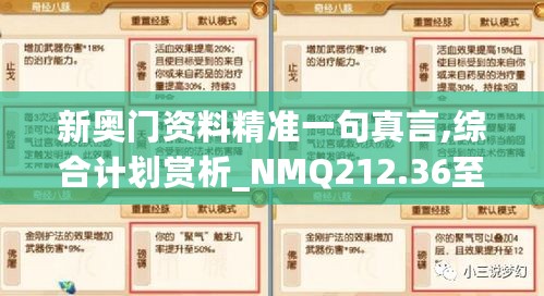 新奥门资料精准一句真言,综合计划赏析_NMQ212.36至尊