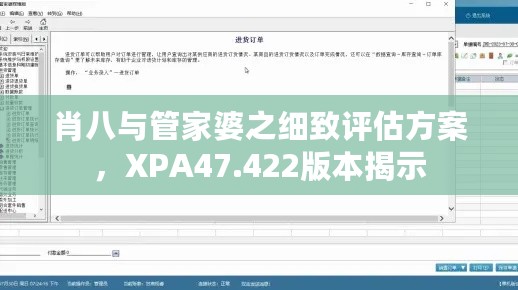 肖八与管家婆之细致评估方案，XPA47.422版本揭示