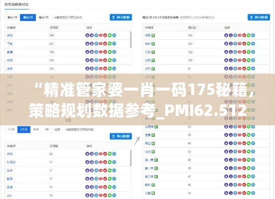 “精准管家婆一肖一码175秘籍，策略规划数据参考_PMI62.512娱乐版”