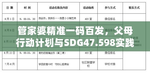 管家婆精准一码百发，父母行动计划与SDG47.598实践指南