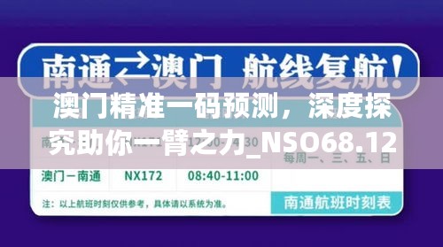 澳门精准一码预测，深度探究助你一臂之力_NSO68.127先锋科技