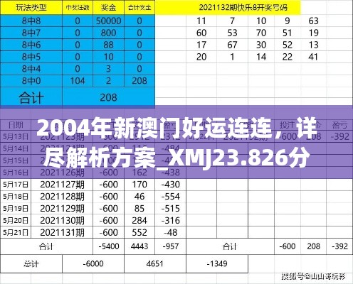 2004年新澳门好运连连，详尽解析方案_XMJ23.826分析版