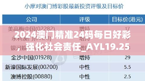 2024澳门精准24码每日好彩，强化社会责任_AYL19.252专家版