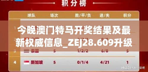 今晚澳门特马开奖结果及最新权威信息_ZEJ28.609升级版