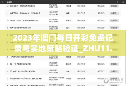 2023年澳门每日开彩免费记录与实地策略验证_ZHU11.207先锋实践版