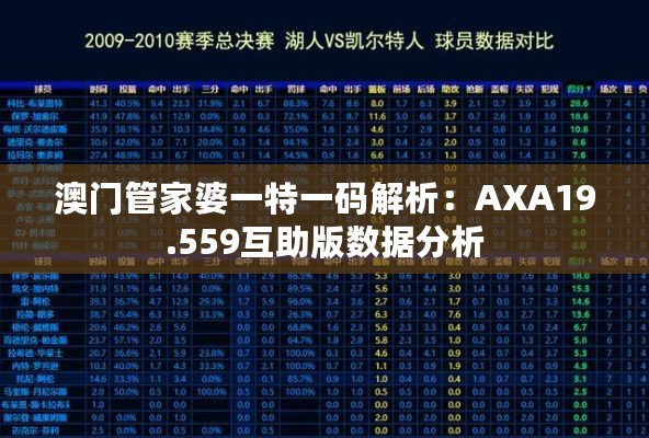 澳门管家婆一特一码解析：AXA19.559互助版数据分析