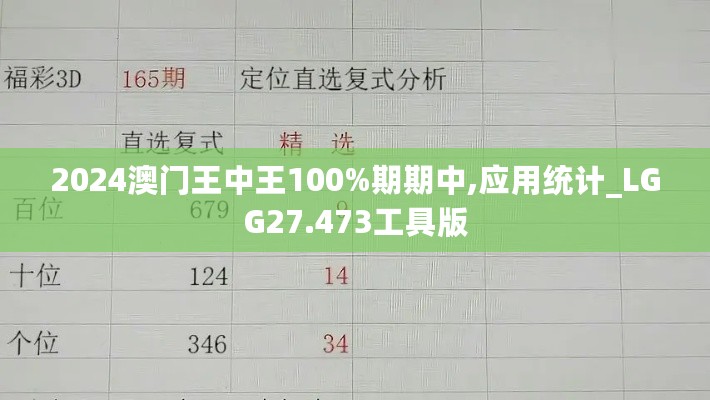 2024澳门王中王100%期期中,应用统计_LGG27.473工具版