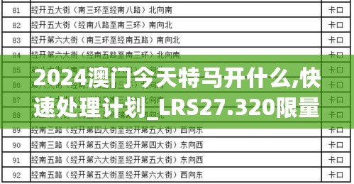 2024澳门今天特马开什么,快速处理计划_LRS27.320限量版