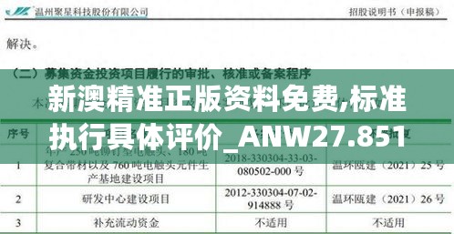 新澳精准正版资料免费,标准执行具体评价_ANW27.851服务器版