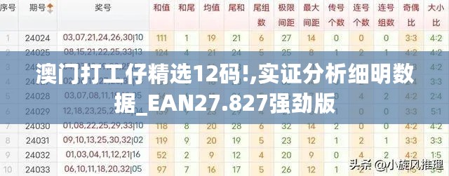 澳门打工仔精选12码!,实证分析细明数据_EAN27.827强劲版