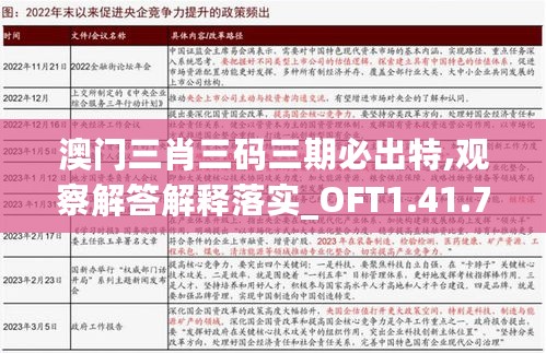 澳门三肖三码三期必出特,观察解答解释落实_OFT1.41.70持久版