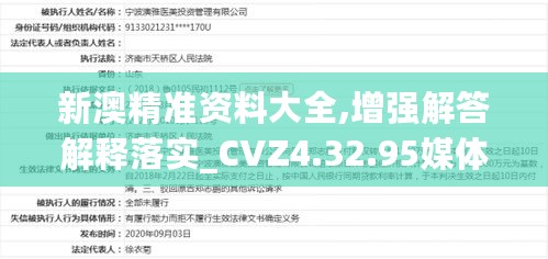 新澳精准资料大全,增强解答解释落实_CVZ4.32.95媒体版