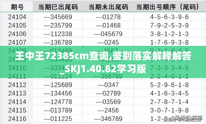 王中王72385cm查询,鉴别落实解释解答_SKJ1.40.82学习版